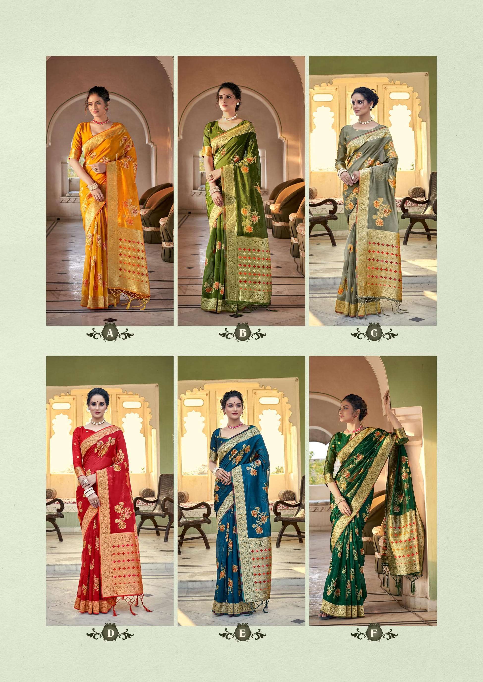 ORGENZA WEAVES BY SHANGRILA A TO F SERIES INDIAN TRADITIONAL WEAR COLLECTION BEAUTIFUL STYLISH FANCY COLORFUL PARTY WEAR & OCCASIONAL WEAR PURE GEORGETTE PRINTED SAREES AT WHOLESALE PRICE