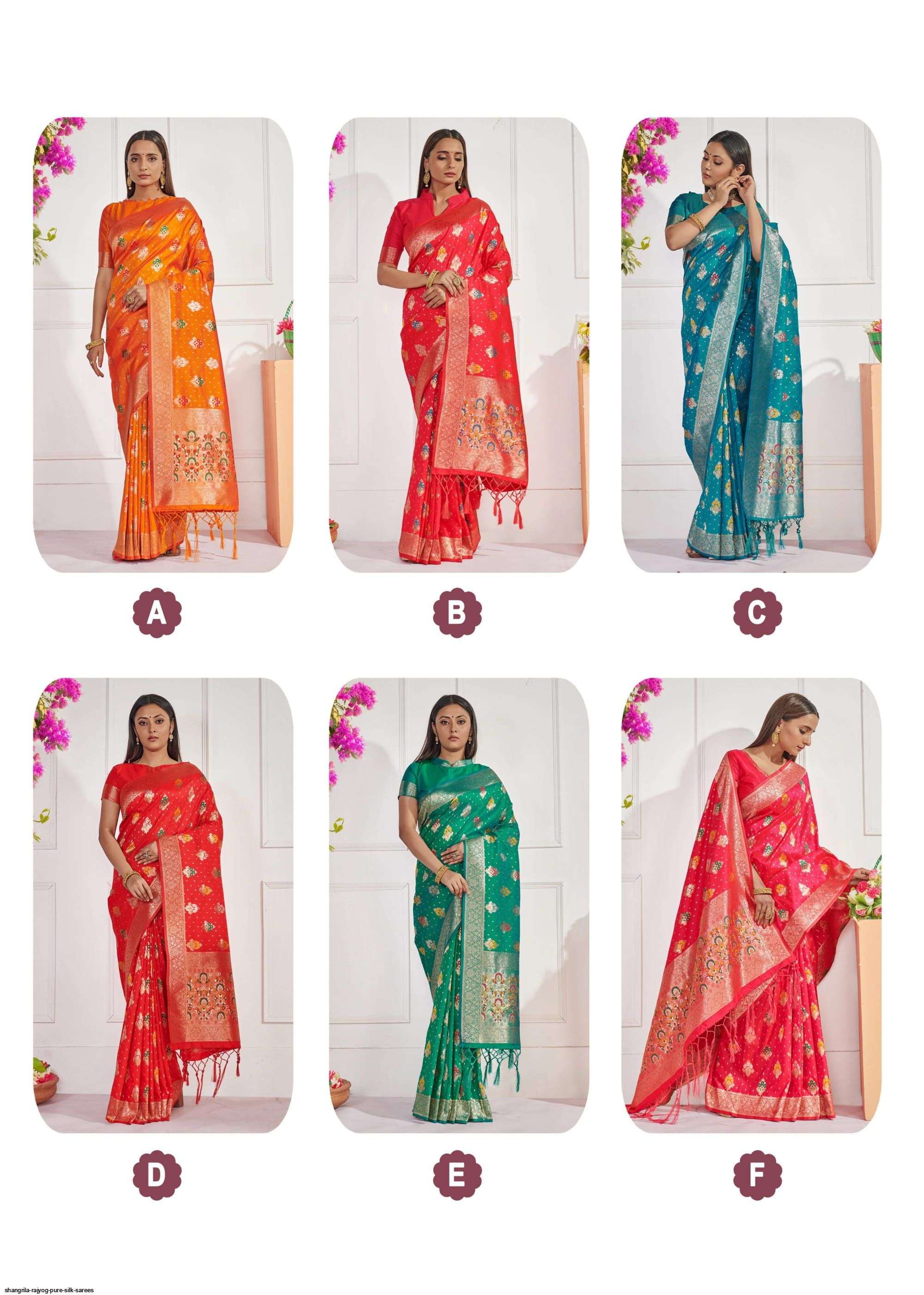 RAJYOG SILK BY SHANGRILA A TO F SERIES INDIAN TRADITIONAL WEAR COLLECTION BEAUTIFUL STYLISH FANCY COLORFUL PARTY WEAR & OCCASIONAL WEAR SOFT SILK SAREES AT WHOLESALE PRICE