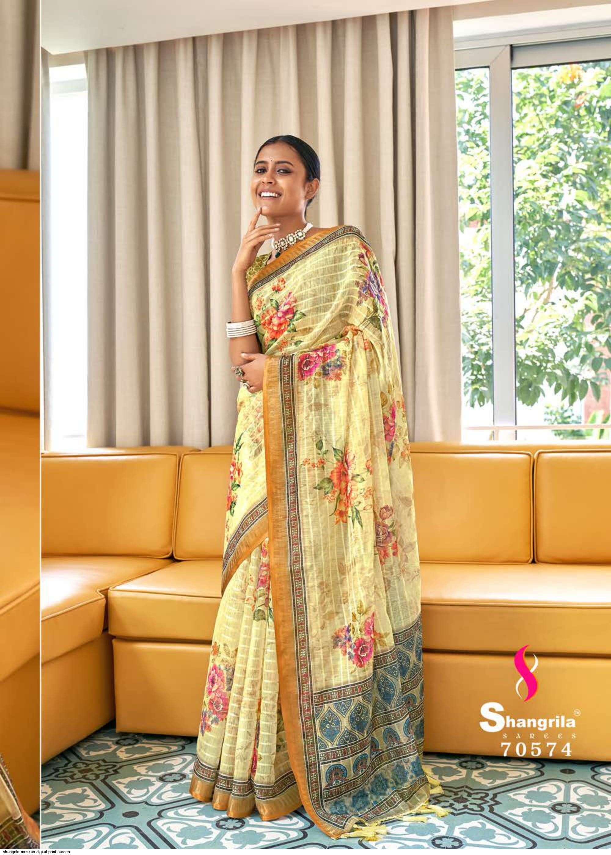 MUSKAN SEQUINS BY SHANGRILA 70571 TO 70578 SERIES INDIAN TRADITIONAL WEAR COLLECTION BEAUTIFUL STYLISH FANCY COLORFUL PARTY WEAR & OCCASIONAL WEAR FANCY SAREES AT WHOLESALE PRICE