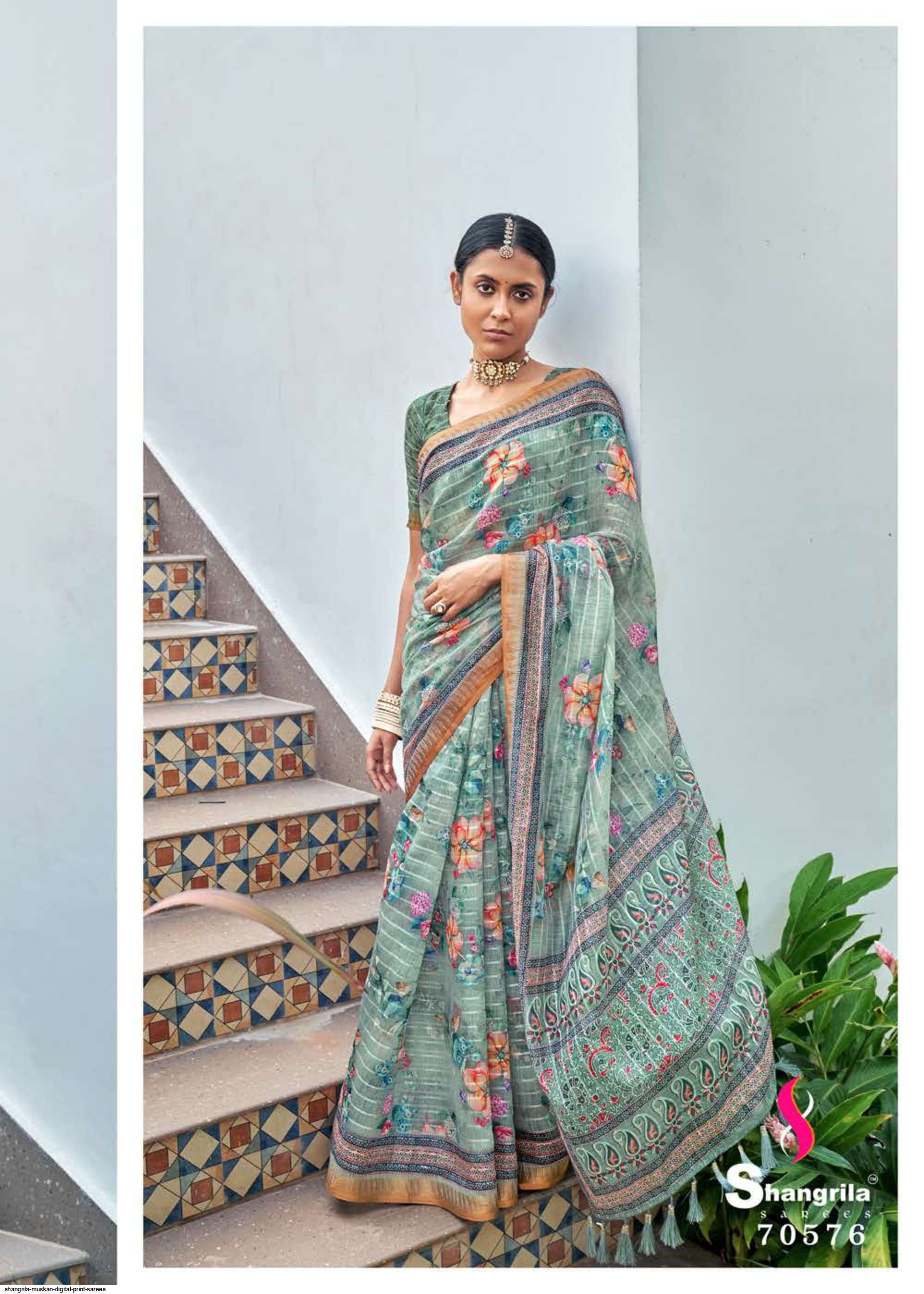 MUSKAN SEQUINS BY SHANGRILA 70571 TO 70578 SERIES INDIAN TRADITIONAL WEAR COLLECTION BEAUTIFUL STYLISH FANCY COLORFUL PARTY WEAR & OCCASIONAL WEAR FANCY SAREES AT WHOLESALE PRICE