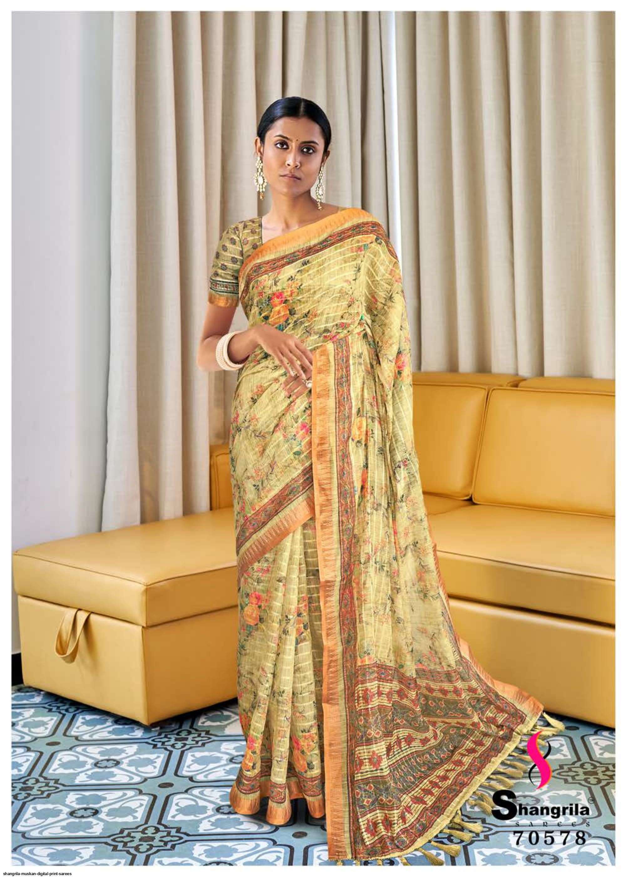 MUSKAN SEQUINS BY SHANGRILA 70571 TO 70578 SERIES INDIAN TRADITIONAL WEAR COLLECTION BEAUTIFUL STYLISH FANCY COLORFUL PARTY WEAR & OCCASIONAL WEAR FANCY SAREES AT WHOLESALE PRICE