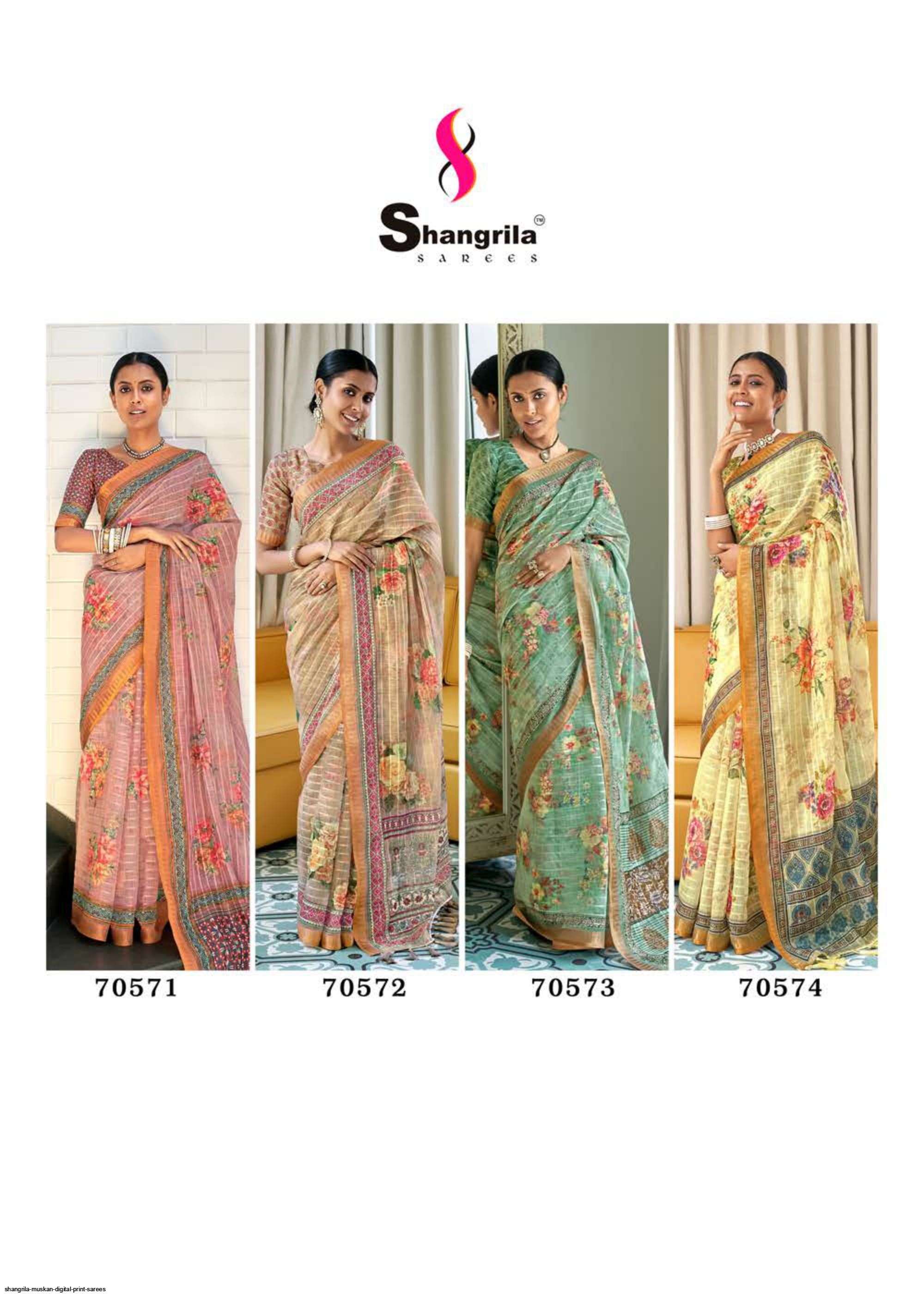 MUSKAN SEQUINS BY SHANGRILA 70571 TO 70578 SERIES INDIAN TRADITIONAL WEAR COLLECTION BEAUTIFUL STYLISH FANCY COLORFUL PARTY WEAR & OCCASIONAL WEAR FANCY SAREES AT WHOLESALE PRICE