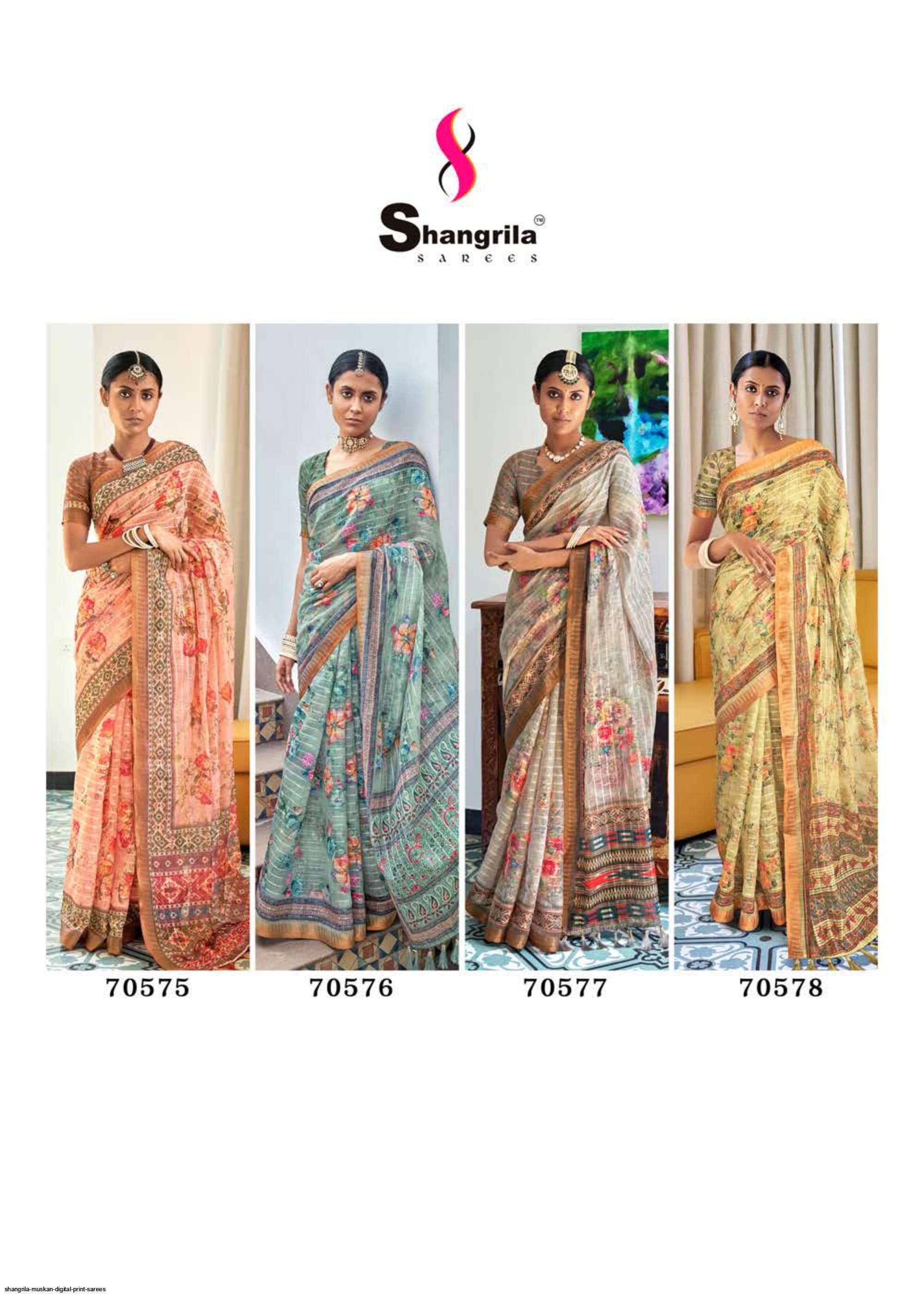 MUSKAN SEQUINS BY SHANGRILA 70571 TO 70578 SERIES INDIAN TRADITIONAL WEAR COLLECTION BEAUTIFUL STYLISH FANCY COLORFUL PARTY WEAR & OCCASIONAL WEAR FANCY SAREES AT WHOLESALE PRICE