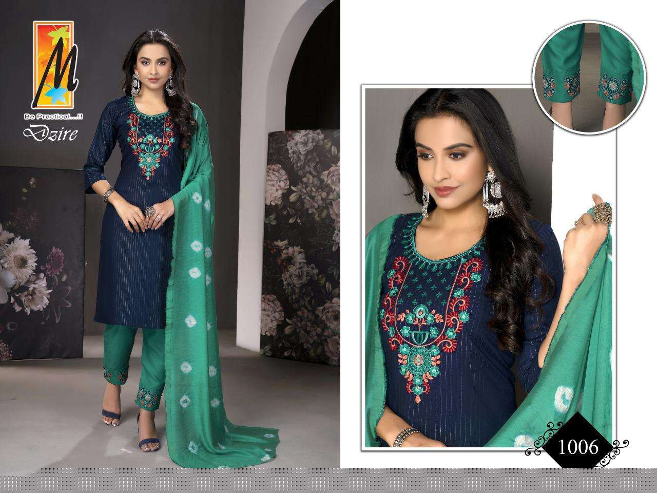 DZIRE BY MASTER 1001 TO 1008 SERIES BEAUTIFUL SUITS COLORFUL STYLISH FANCY CASUAL WEAR & ETHNIC WEAR HEAVY LUREX EMBROIDERED DRESSES AT WHOLESALE PRICE