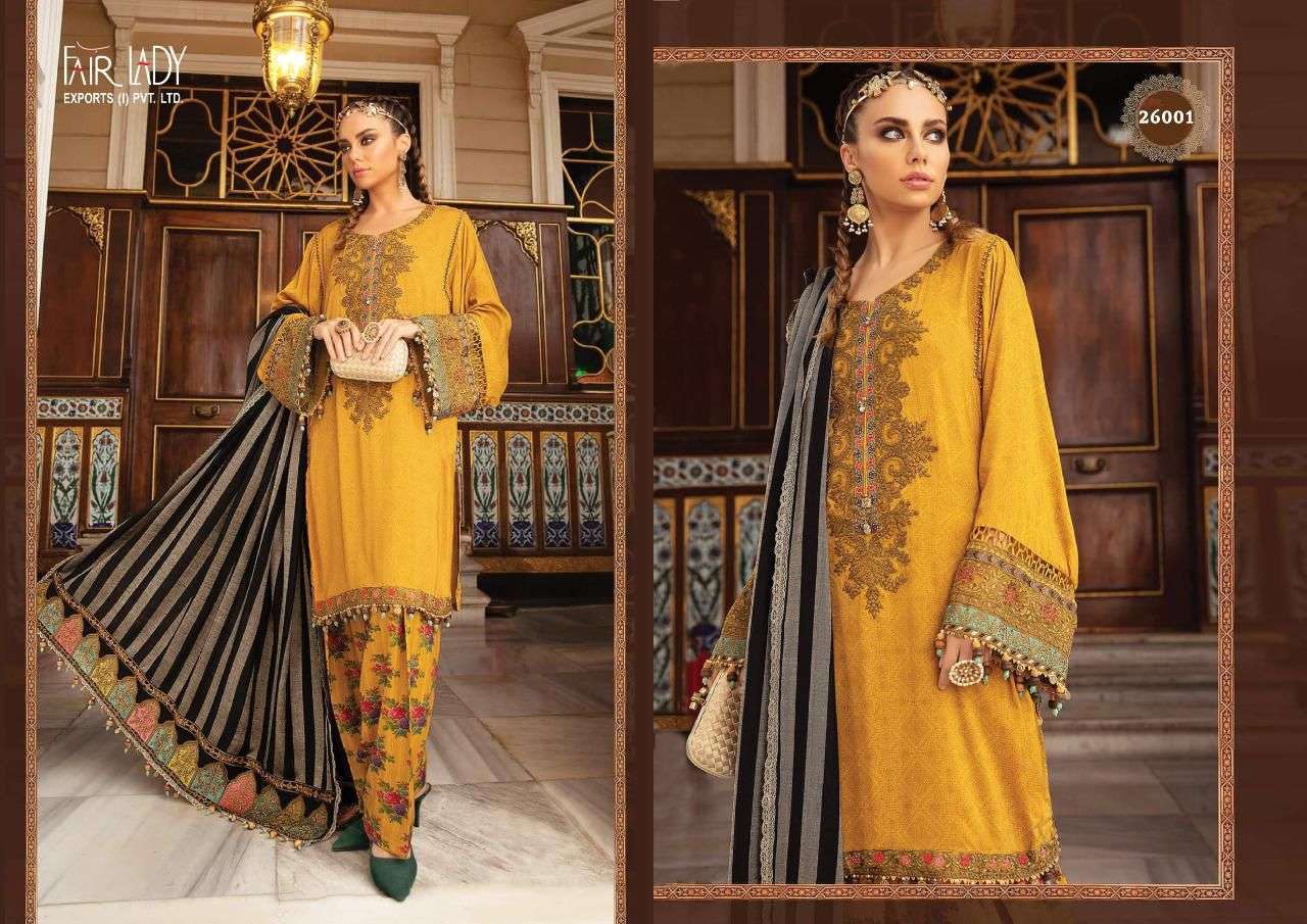 MARIA.B. LAWN COLLECTION BY FAIR LADY 26001 TO 26007 SERIES PAKISTANI SUITS BEAUTIFUL FANCY COLORFUL STYLISH PARTY WEAR & OCCASIONAL WEAR LAWN COTTON DRESSES AT WHOLESALE PRICE