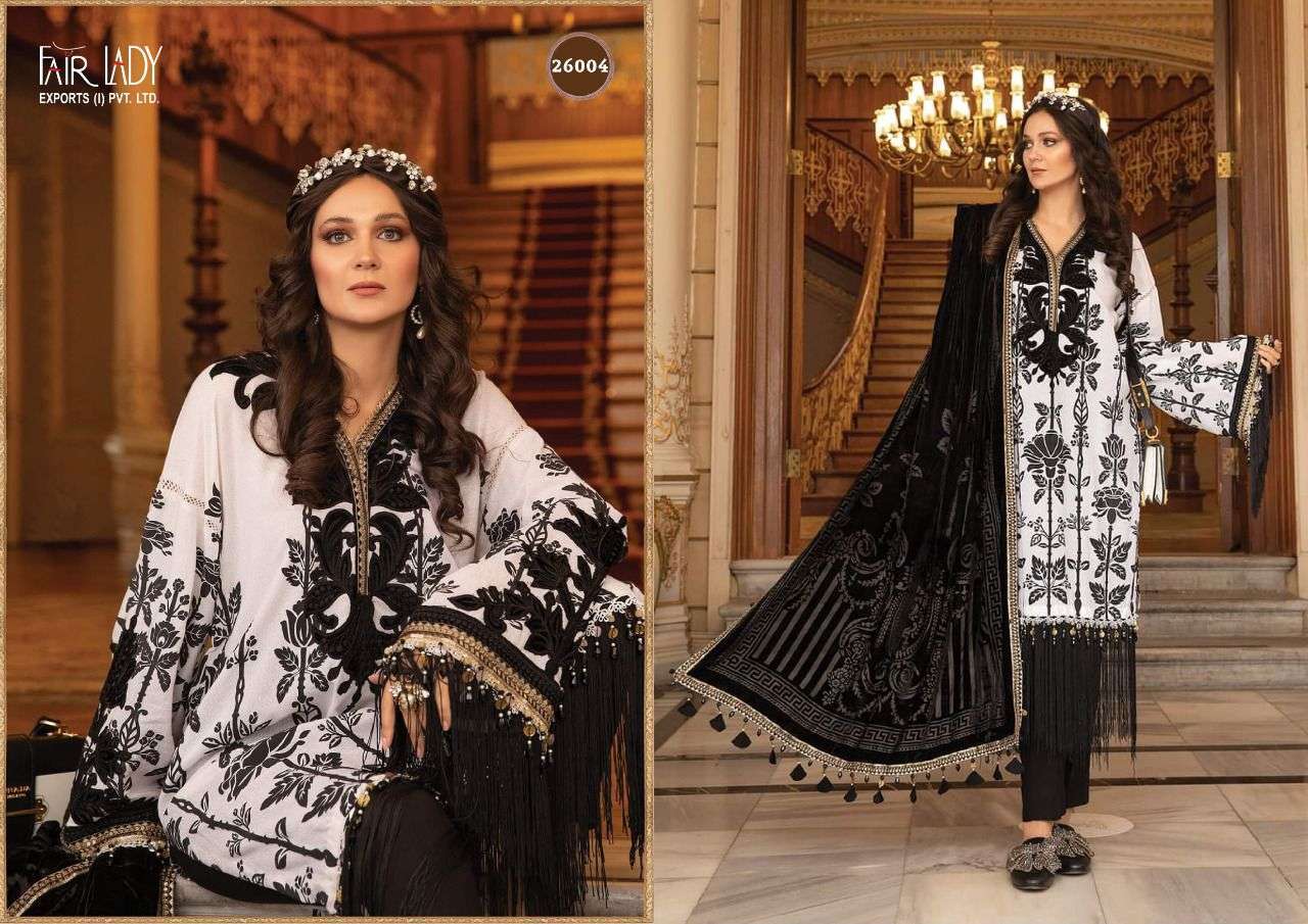 MARIA.B. LAWN COLLECTION BY FAIR LADY 26001 TO 26007 SERIES PAKISTANI SUITS BEAUTIFUL FANCY COLORFUL STYLISH PARTY WEAR & OCCASIONAL WEAR LAWN COTTON DRESSES AT WHOLESALE PRICE
