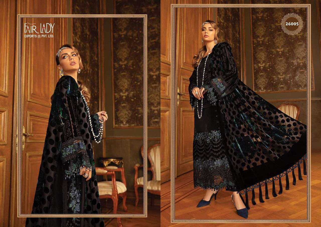 MARIA.B. LAWN COLLECTION BY FAIR LADY 26001 TO 26007 SERIES PAKISTANI SUITS BEAUTIFUL FANCY COLORFUL STYLISH PARTY WEAR & OCCASIONAL WEAR LAWN COTTON DRESSES AT WHOLESALE PRICE