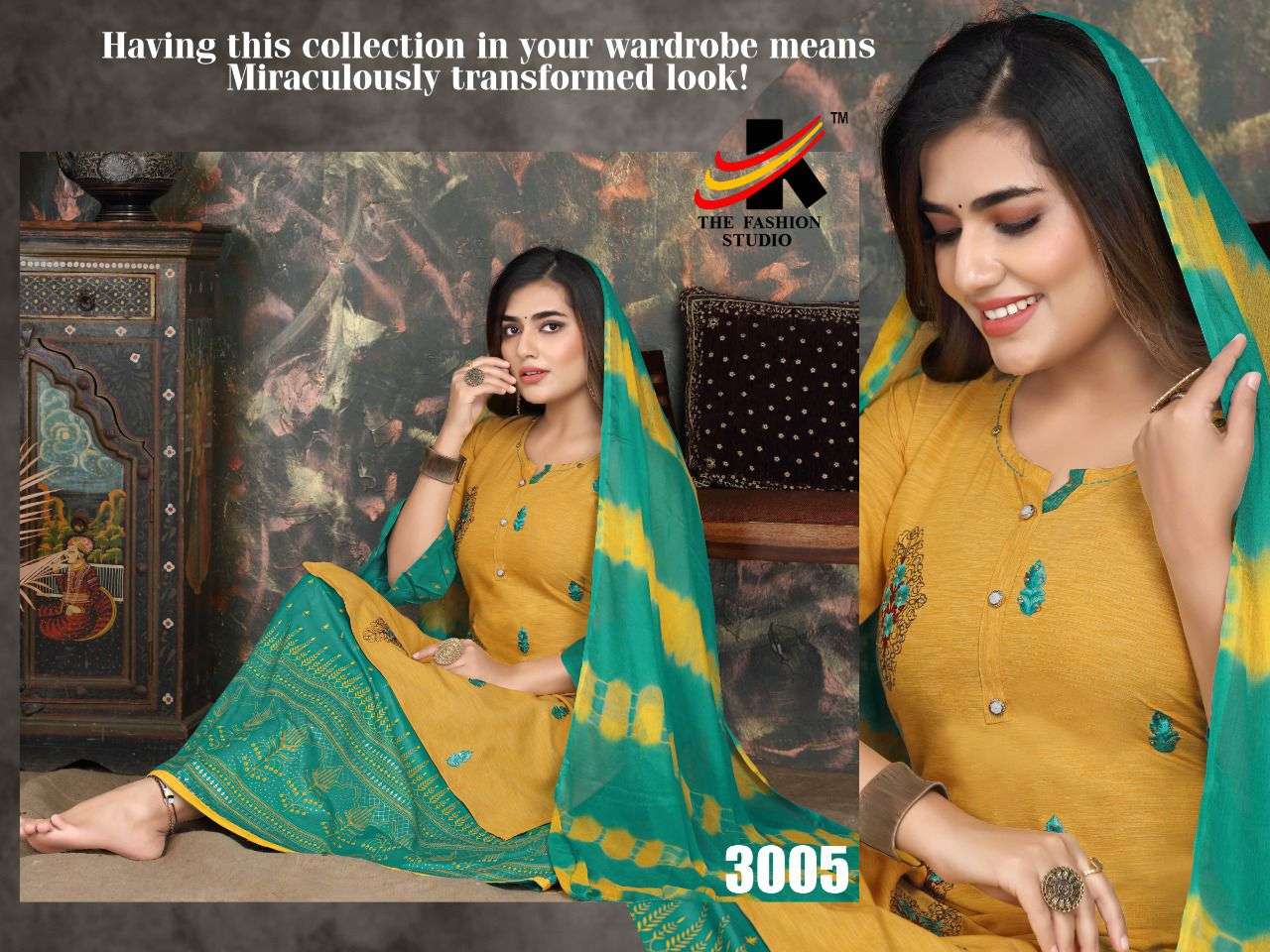 NAFISHA VOL-4 BY THE FASHION STUDIO 3001 TO 3008 SERIES BEAUTIFUL STYLISH SHARARA SUITS FANCY COLORFUL CASUAL WEAR & ETHNIC WEAR & READY TO WEAR HEAVY RAYON EMBROIDERED DRESSES AT WHOLESALE PRICE