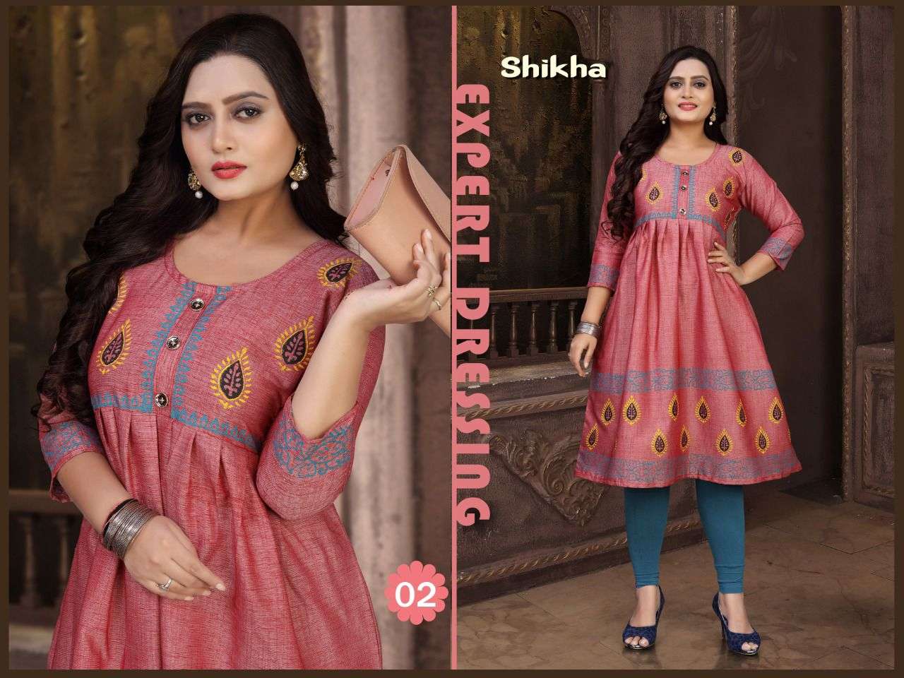 SHIKHA BY TRENDY 01 TO 08 SERIES DESIGNER STYLISH FANCY COLORFUL BEAUTIFUL PARTY WEAR & ETHNIC WEAR COLLECTION RAYON TWO TONE KURTIS AT WHOLESALE PRICE