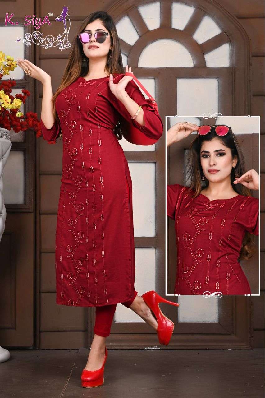 PURVA BY K.SIYA 01 TO 08 SERIES DESIGNER STYLISH FANCY COLORFUL BEAUTIFUL PARTY WEAR & ETHNIC WEAR COLLECTION HEAVY RAYON SLUB KURTIS AT WHOLESALE PRICE