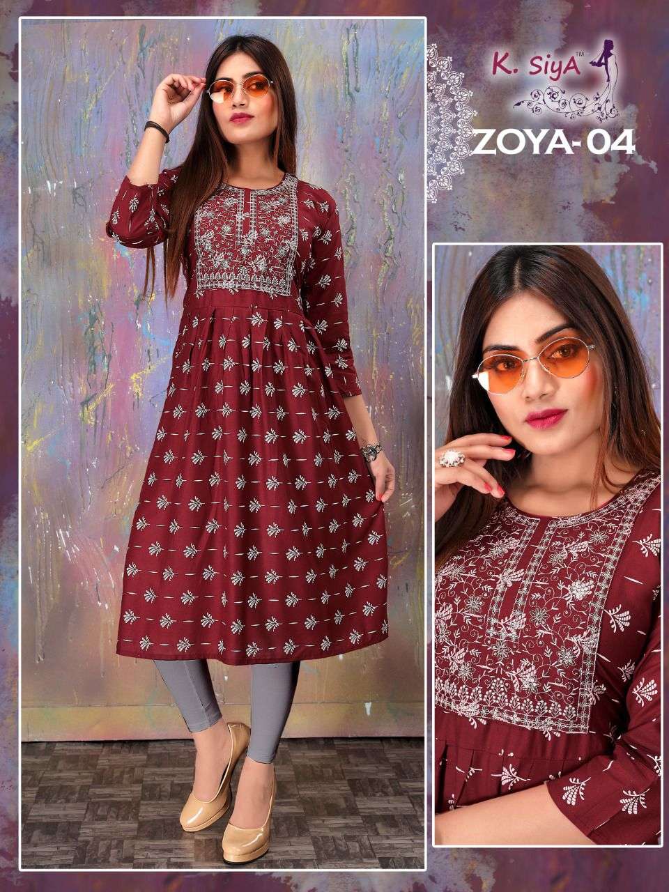 ZOYA BY K.SIYA 01 TO 08 SERIES DESIGNER STYLISH FANCY COLORFUL BEAUTIFUL PARTY WEAR & ETHNIC WEAR COLLECTION HEAVY RAYON PRINT KURTIS AT WHOLESALE PRICE