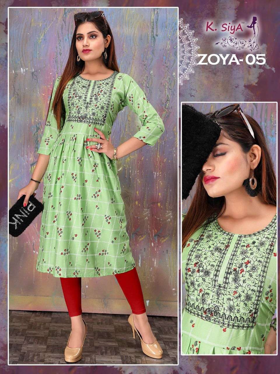 ZOYA BY K.SIYA 01 TO 08 SERIES DESIGNER STYLISH FANCY COLORFUL BEAUTIFUL PARTY WEAR & ETHNIC WEAR COLLECTION HEAVY RAYON PRINT KURTIS AT WHOLESALE PRICE