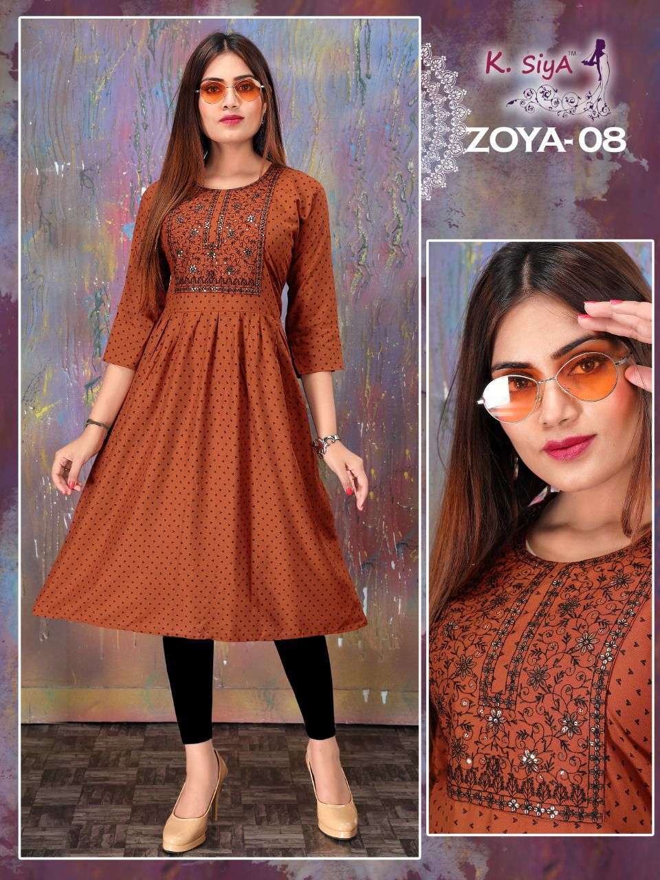 ZOYA BY K.SIYA 01 TO 08 SERIES DESIGNER STYLISH FANCY COLORFUL BEAUTIFUL PARTY WEAR & ETHNIC WEAR COLLECTION HEAVY RAYON PRINT KURTIS AT WHOLESALE PRICE