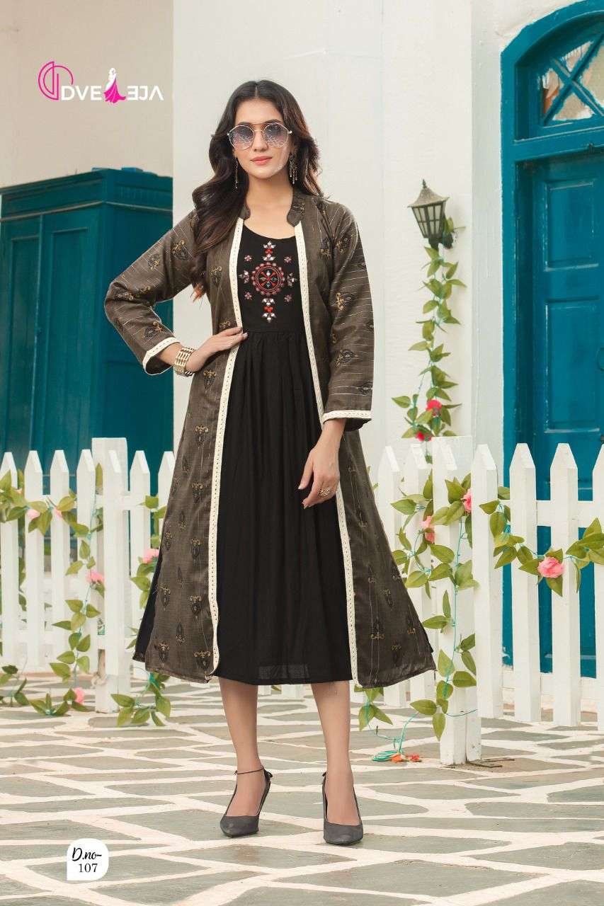 ATTRACTION BY DVEEJA 101 TO 108 SERIES DESIGNER STYLISH FANCY COLORFUL BEAUTIFUL PARTY WEAR & ETHNIC WEAR COLLECTION HEAVY RAYON KURTIS AT WHOLESALE PRICE