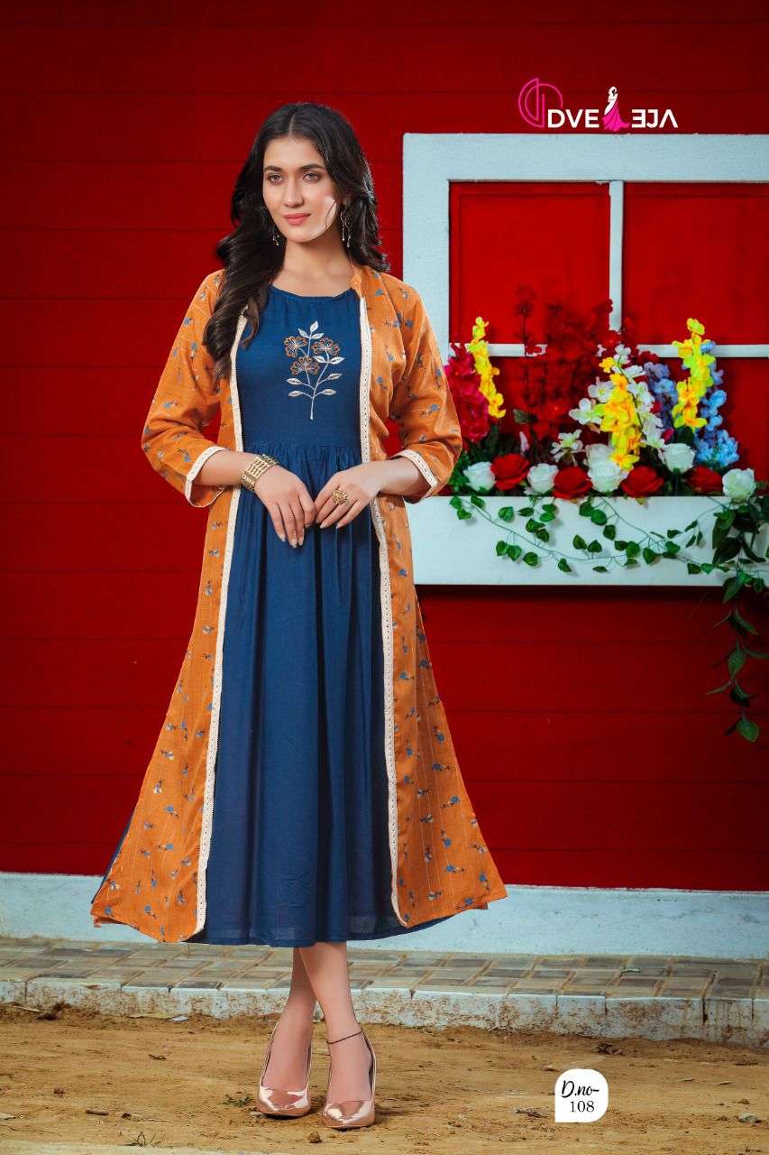 ATTRACTION BY DVEEJA 101 TO 108 SERIES DESIGNER STYLISH FANCY COLORFUL BEAUTIFUL PARTY WEAR & ETHNIC WEAR COLLECTION HEAVY RAYON KURTIS AT WHOLESALE PRICE
