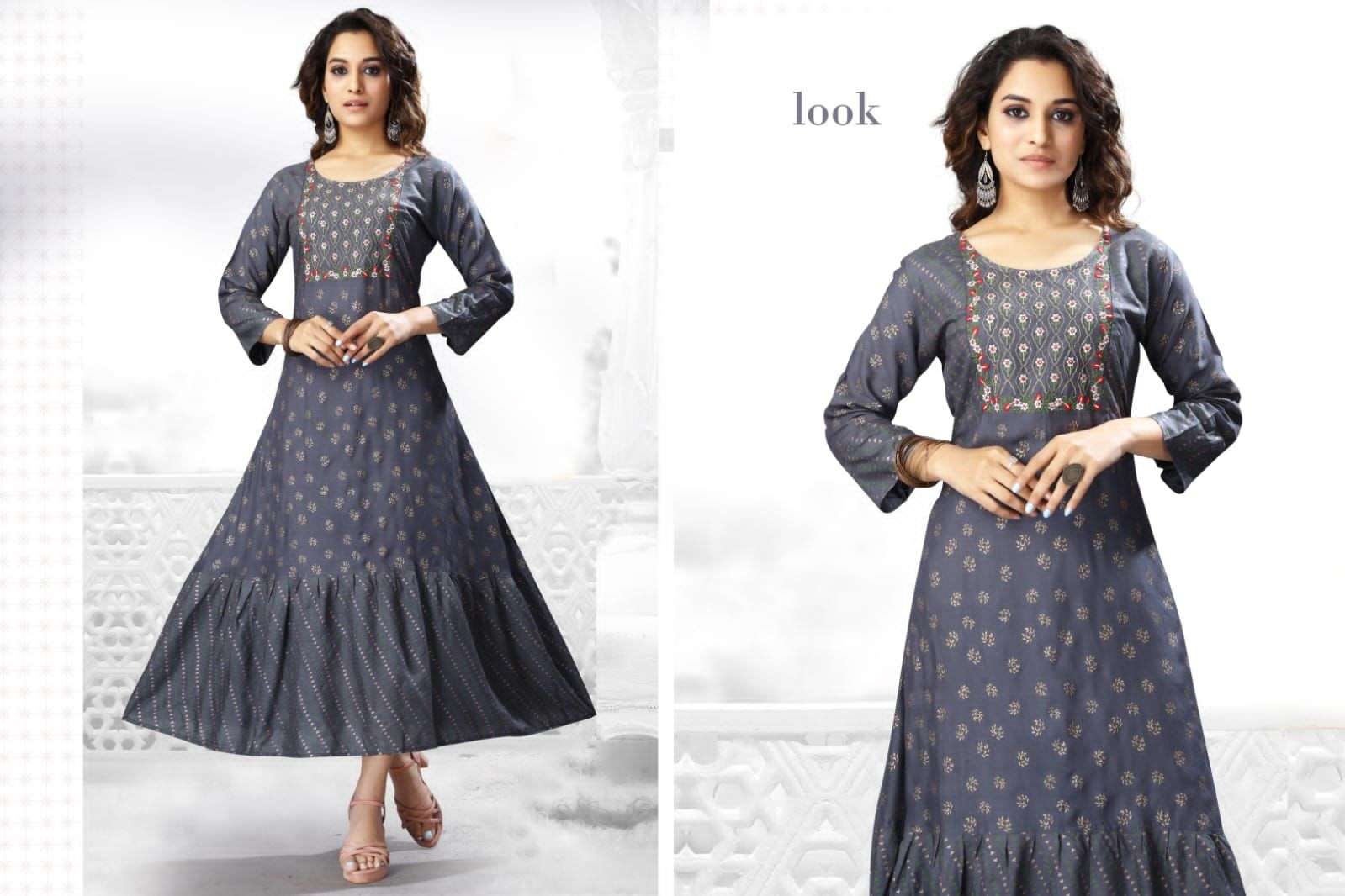 PRISHA BY RARE LILY 303 TO 309 SERIES DESIGNER STYLISH FANCY COLORFUL BEAUTIFUL PARTY WEAR & ETHNIC WEAR COLLECTION RAYON PRINT KURTIS AT WHOLESALE PRICE