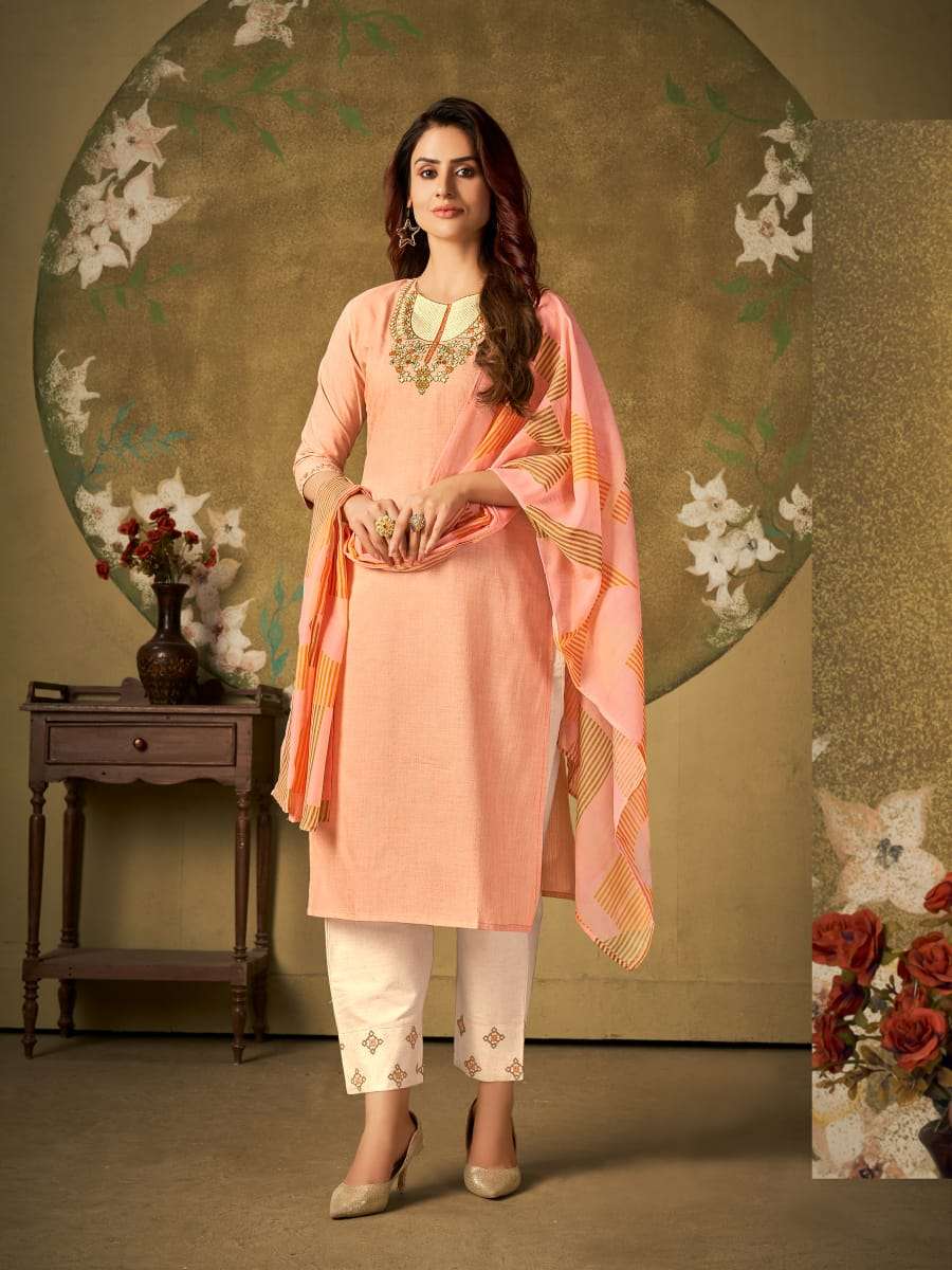 ELEGANCE BY 7 PEARLS 1001 TO 1006 SERIES BEAUTIFUL SUITS COLORFUL STYLISH FANCY CASUAL WEAR & ETHNIC WEAR COTTON EMBROIDERED DRESSES AT WHOLESALE PRICE