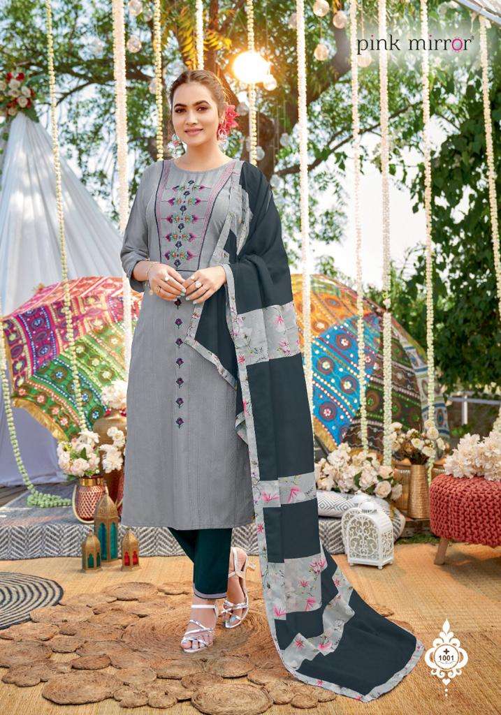 THREADS BY PINK MIRROR 1001 TO 1006 SERIES BEAUTIFUL SUITS COLORFUL STYLISH FANCY CASUAL WEAR & ETHNIC WEAR VISCOSE EMBROIDERED DRESSES AT WHOLESALE PRICE