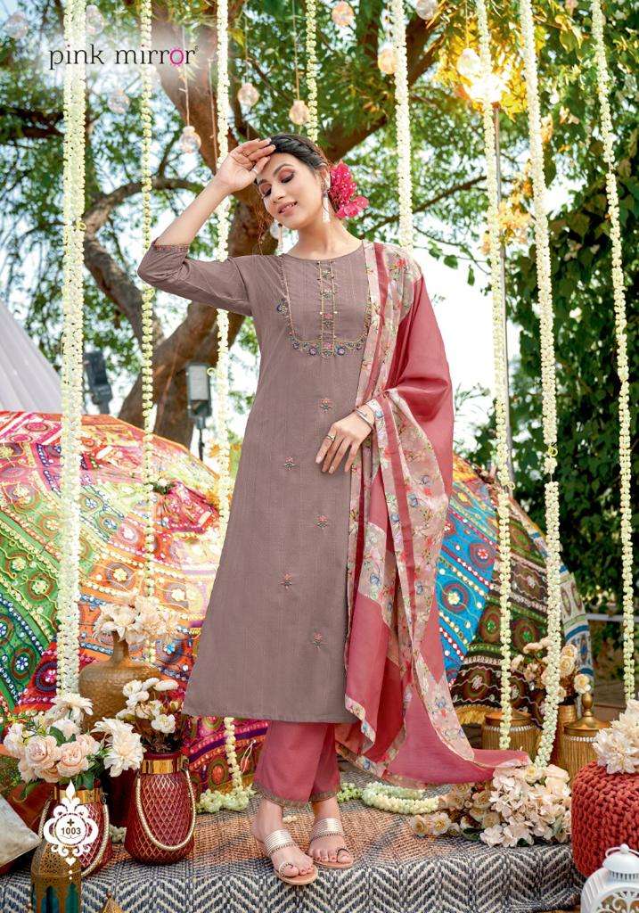 THREADS BY PINK MIRROR 1001 TO 1006 SERIES BEAUTIFUL SUITS COLORFUL STYLISH FANCY CASUAL WEAR & ETHNIC WEAR VISCOSE EMBROIDERED DRESSES AT WHOLESALE PRICE