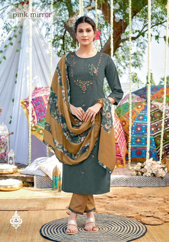THREADS BY PINK MIRROR 1001 TO 1006 SERIES BEAUTIFUL SUITS COLORFUL STYLISH FANCY CASUAL WEAR & ETHNIC WEAR VISCOSE EMBROIDERED DRESSES AT WHOLESALE PRICE