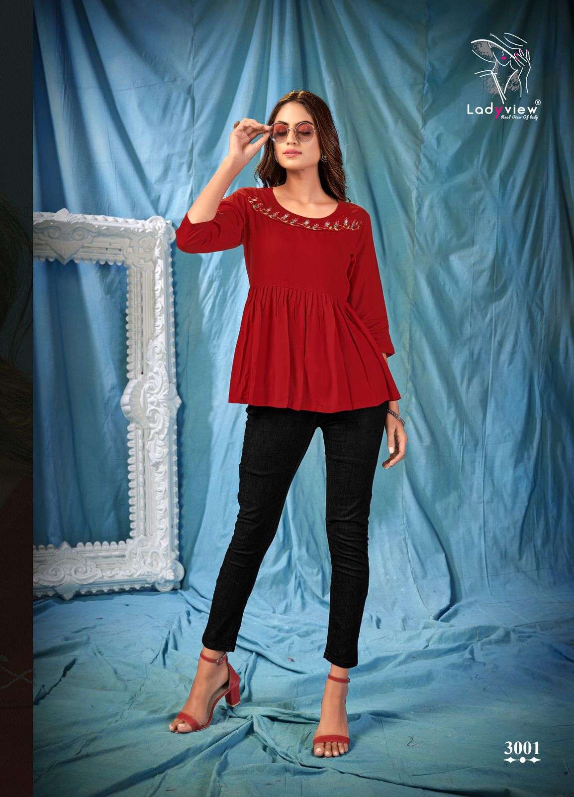 COOL CRUSH VOl-3 BY LADY VIEW 3001 TO 3006 SERIES DESIGNER STYLISH FANCY COLORFUL BEAUTIFUL PARTY WEAR & ETHNIC WEAR COLLECTION RAYON EMBROIDERY TOPS AT WHOLESALE PRICE