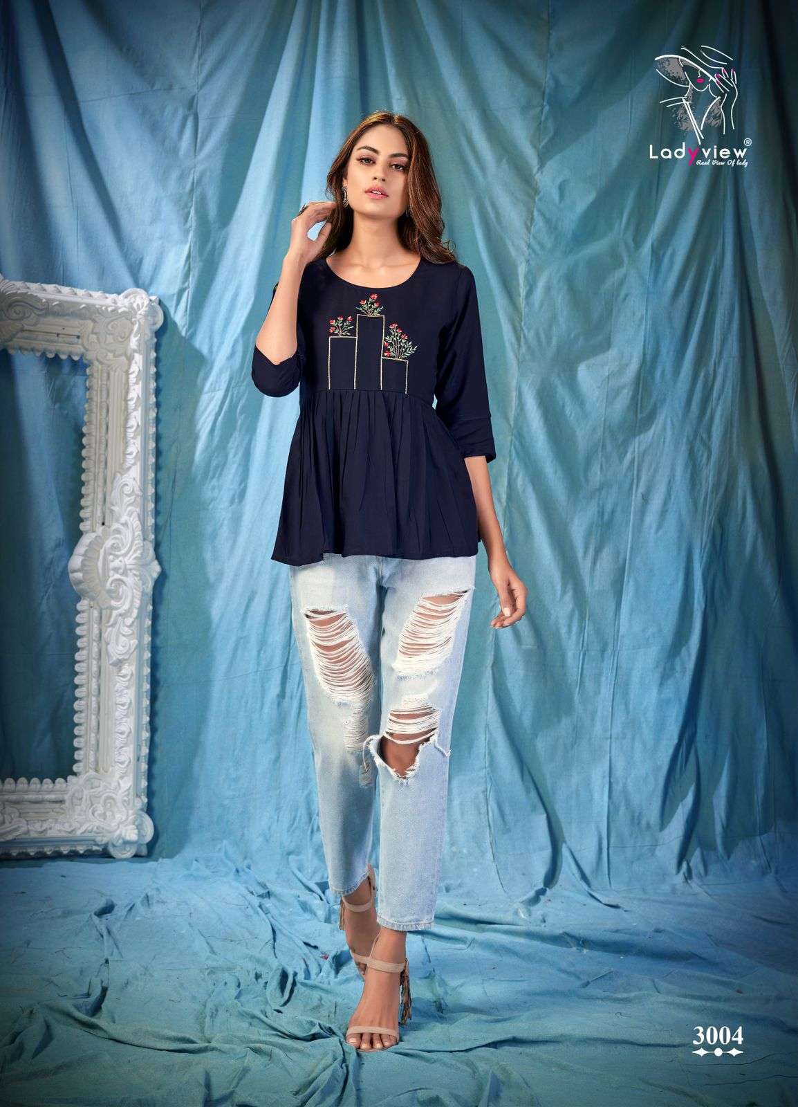 COOL CRUSH VOl-3 BY LADY VIEW 3001 TO 3006 SERIES DESIGNER STYLISH FANCY COLORFUL BEAUTIFUL PARTY WEAR & ETHNIC WEAR COLLECTION RAYON EMBROIDERY TOPS AT WHOLESALE PRICE