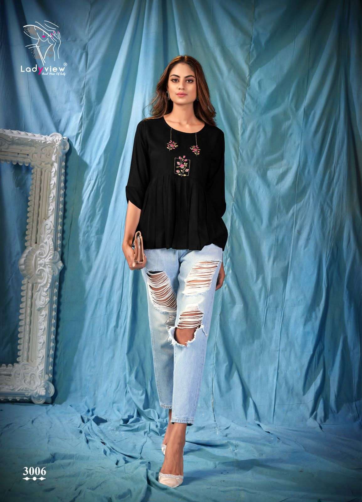 COOL CRUSH VOl-3 BY LADY VIEW 3001 TO 3006 SERIES DESIGNER STYLISH FANCY COLORFUL BEAUTIFUL PARTY WEAR & ETHNIC WEAR COLLECTION RAYON EMBROIDERY TOPS AT WHOLESALE PRICE