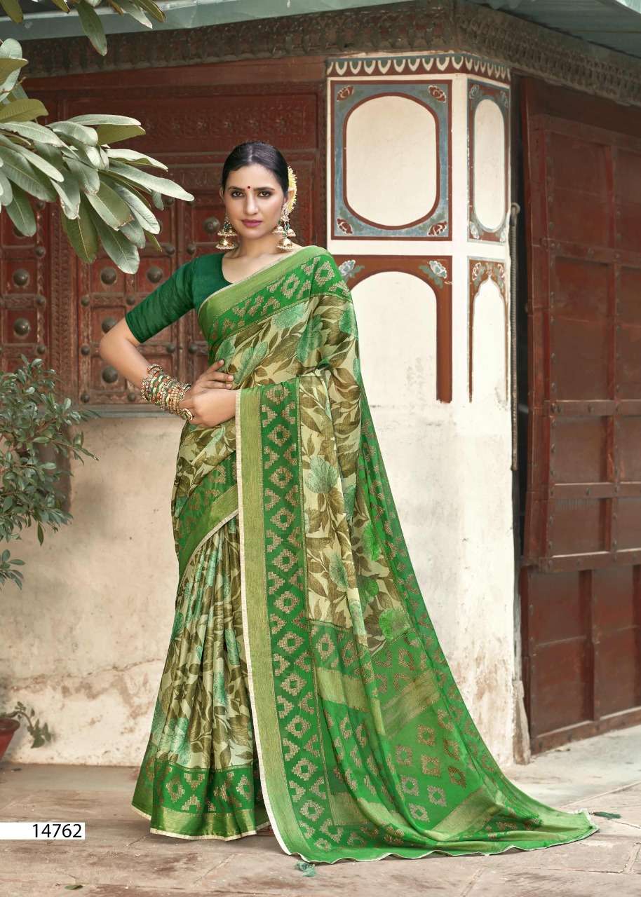 MADHUSHALA BY VALLABHI PRINTS 14761 TO 14768 SERIES INDIAN TRADITIONAL WEAR COLLECTION BEAUTIFUL STYLISH FANCY COLORFUL PARTY WEAR & OCCASIONAL WEAR BRASSO PRINT SAREES AT WHOLESALE PRICE