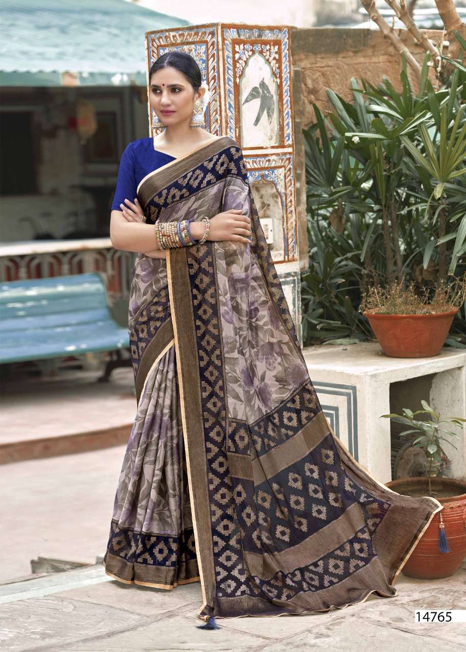 MADHUSHALA BY VALLABHI PRINTS 14761 TO 14768 SERIES INDIAN TRADITIONAL WEAR COLLECTION BEAUTIFUL STYLISH FANCY COLORFUL PARTY WEAR & OCCASIONAL WEAR BRASSO PRINT SAREES AT WHOLESALE PRICE