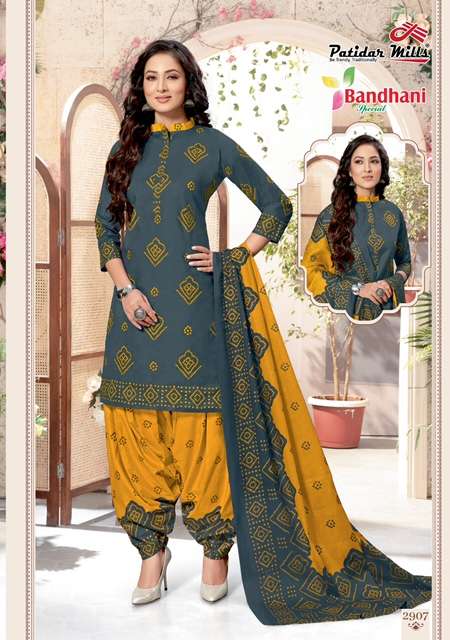BANDHANI SPECIAL VOL-29 BY PATIDAR MILLS 2901 TO 2916 SERIES BEAUTIFUL SUITS COLORFUL STYLISH FANCY CASUAL WEAR & ETHNIC WEAR PURE COTTON DRESSES AT WHOLESALE PRICE