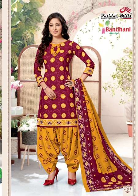 BANDHANI SPECIAL VOL-29 BY PATIDAR MILLS 2901 TO 2916 SERIES BEAUTIFUL SUITS COLORFUL STYLISH FANCY CASUAL WEAR & ETHNIC WEAR PURE COTTON DRESSES AT WHOLESALE PRICE