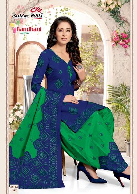 BANDHANI SPECIAL VOL-29 BY PATIDAR MILLS 2901 TO 2916 SERIES BEAUTIFUL SUITS COLORFUL STYLISH FANCY CASUAL WEAR & ETHNIC WEAR PURE COTTON DRESSES AT WHOLESALE PRICE