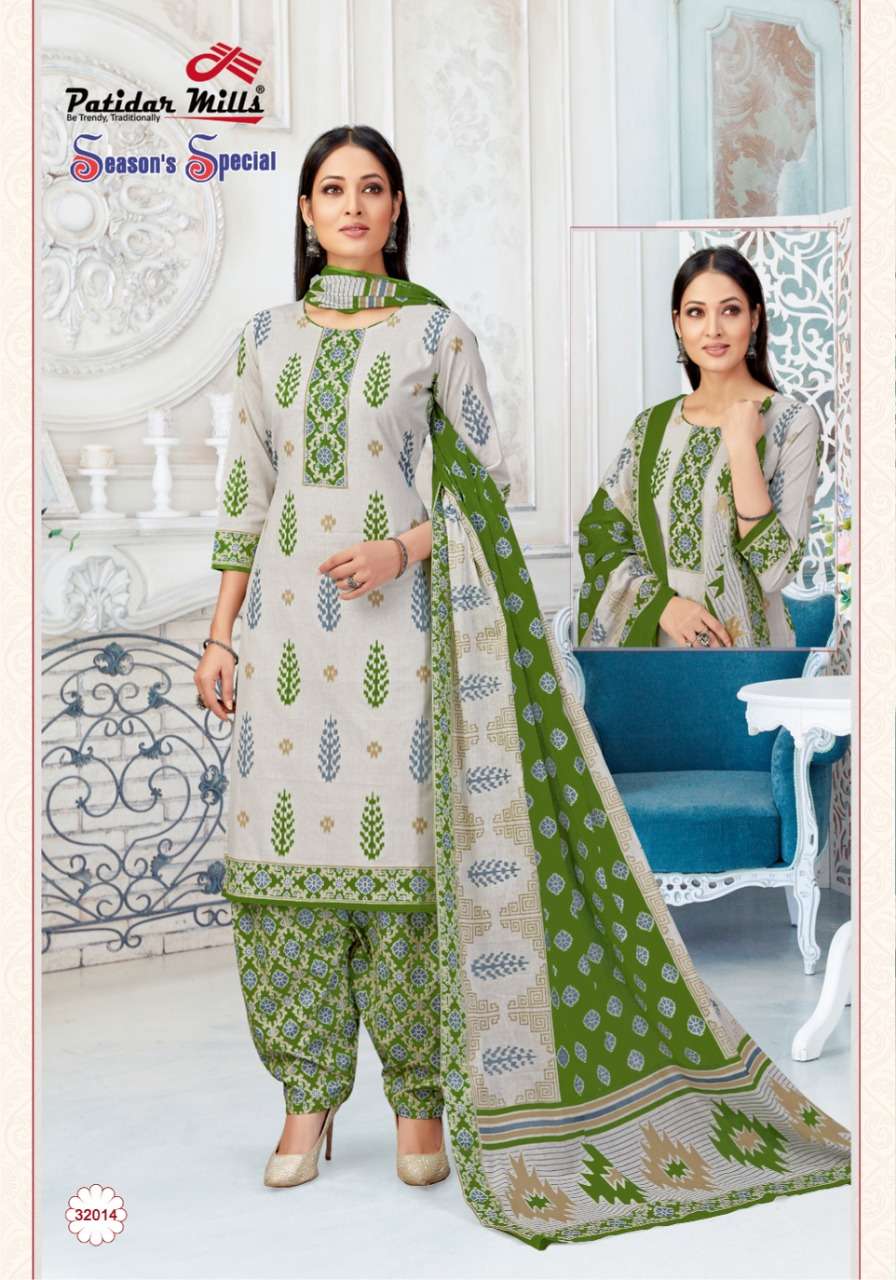 SEASONS SPECIAL VOL-32 BY PATIDAR MILLS 3201 TO 3216 SERIES BEAUTIFUL SUITS COLORFUL STYLISH FANCY CASUAL WEAR & ETHNIC WEAR PURE COTTON DRESSES AT WHOLESALE PRICE