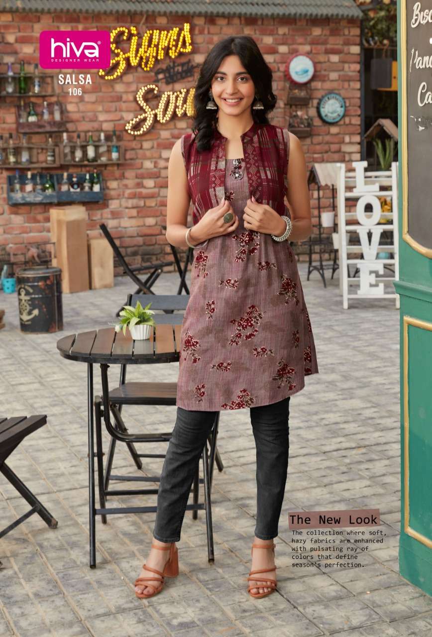 SALSA BY HIVA 101 TO 108 SERIES DESIGNER STYLISH FANCY COLORFUL BEAUTIFUL PARTY WEAR & ETHNIC WEAR COLLECTION RAYON KURTIS AT WHOLESALE PRICE