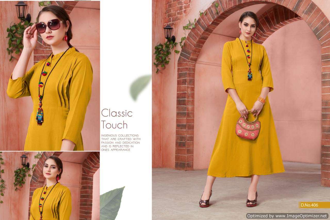 PULPEE VOL-4 BY KAJRI STYLE 401 TO 408 SERIES BEAUTIFUL STYLISH FANCY COLORFUL CASUAL WEAR & ETHNIC WEAR HEAVY RAYON GOWNS AT WHOLESALE PRICE