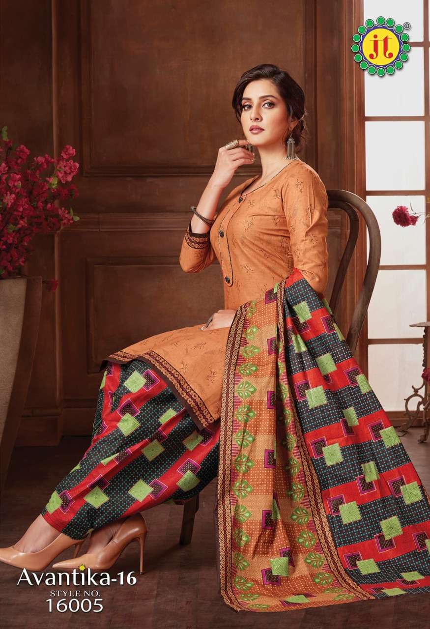AVANTIKA VOL-16 BY JT 16001 TO 16015 SERIES BEAUTIFUL SUITS STYLISH FANCY COLORFUL PARTY WEAR & OCCASIONAL WEAR COTTON PRINT DRESSES AT WHOLESALE PRICE