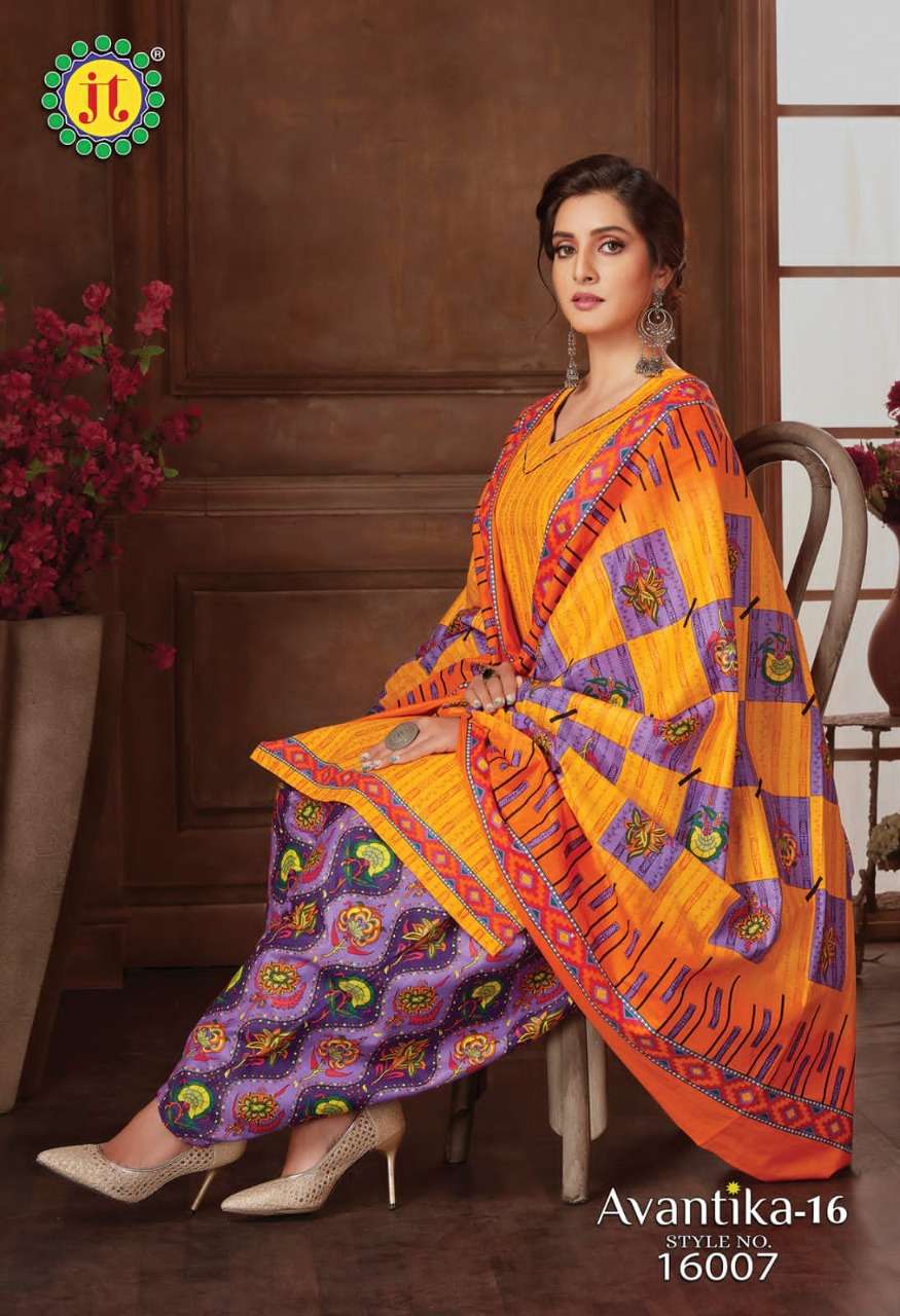 AVANTIKA VOL-16 BY JT 16001 TO 16015 SERIES BEAUTIFUL SUITS STYLISH FANCY COLORFUL PARTY WEAR & OCCASIONAL WEAR COTTON PRINT DRESSES AT WHOLESALE PRICE