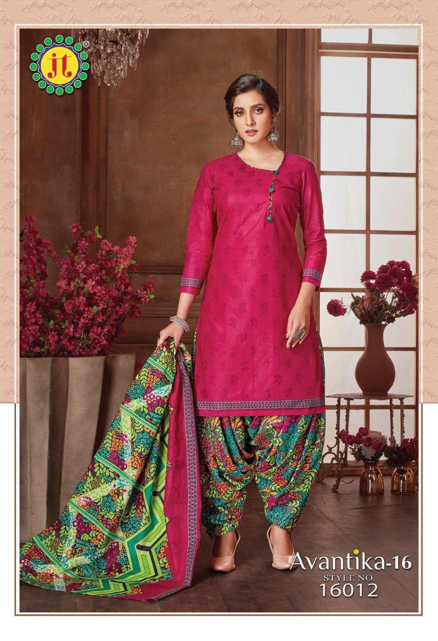 AVANTIKA VOL-16 BY JT 16001 TO 16015 SERIES BEAUTIFUL SUITS STYLISH FANCY COLORFUL PARTY WEAR & OCCASIONAL WEAR COTTON PRINT DRESSES AT WHOLESALE PRICE
