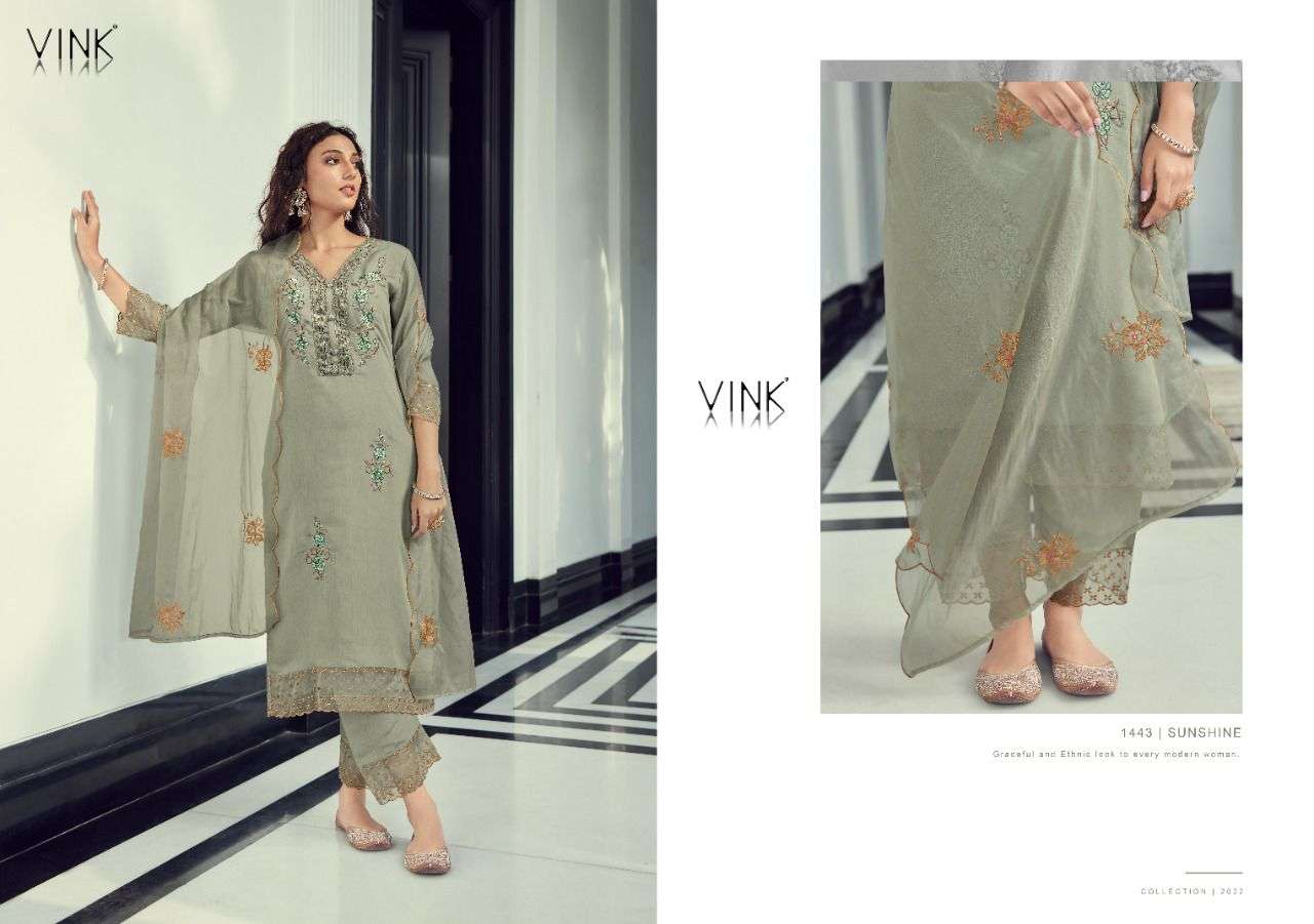 SUNSHINE BY VINK 1001 TO 1006 SERIES BEAUTIFUL SUITS COLORFUL STYLISH FANCY CASUAL WEAR & ETHNIC WEAR SILK EMBROIDERED DRESSES AT WHOLESALE PRICE