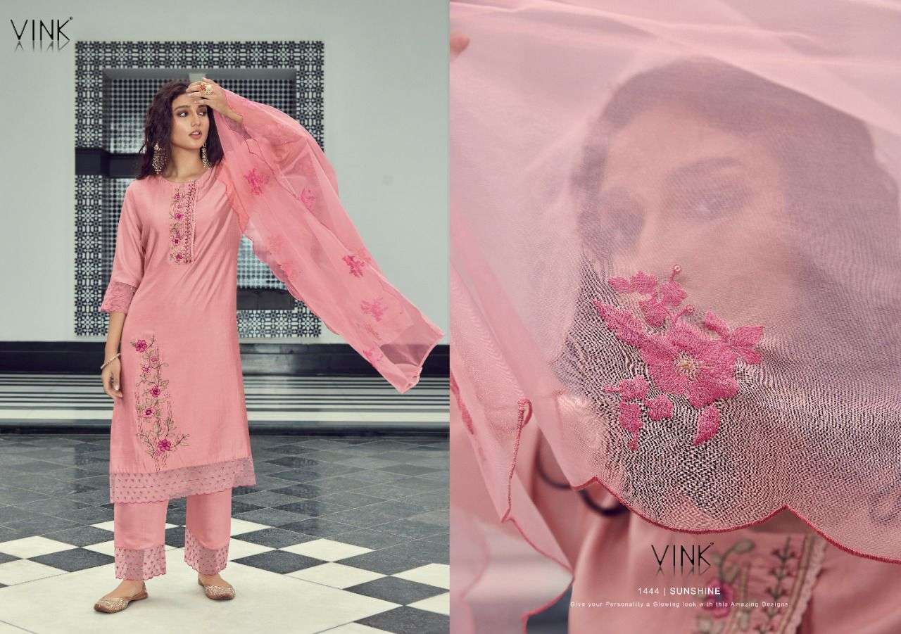 SUNSHINE BY VINK 1001 TO 1006 SERIES BEAUTIFUL SUITS COLORFUL STYLISH FANCY CASUAL WEAR & ETHNIC WEAR SILK EMBROIDERED DRESSES AT WHOLESALE PRICE
