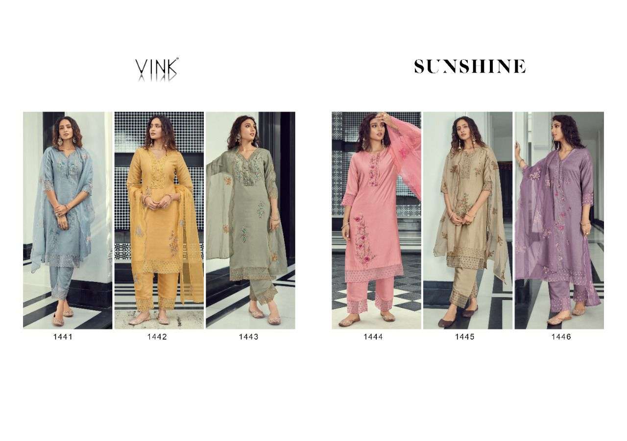 SUNSHINE BY VINK 1001 TO 1006 SERIES BEAUTIFUL SUITS COLORFUL STYLISH FANCY CASUAL WEAR & ETHNIC WEAR SILK EMBROIDERED DRESSES AT WHOLESALE PRICE