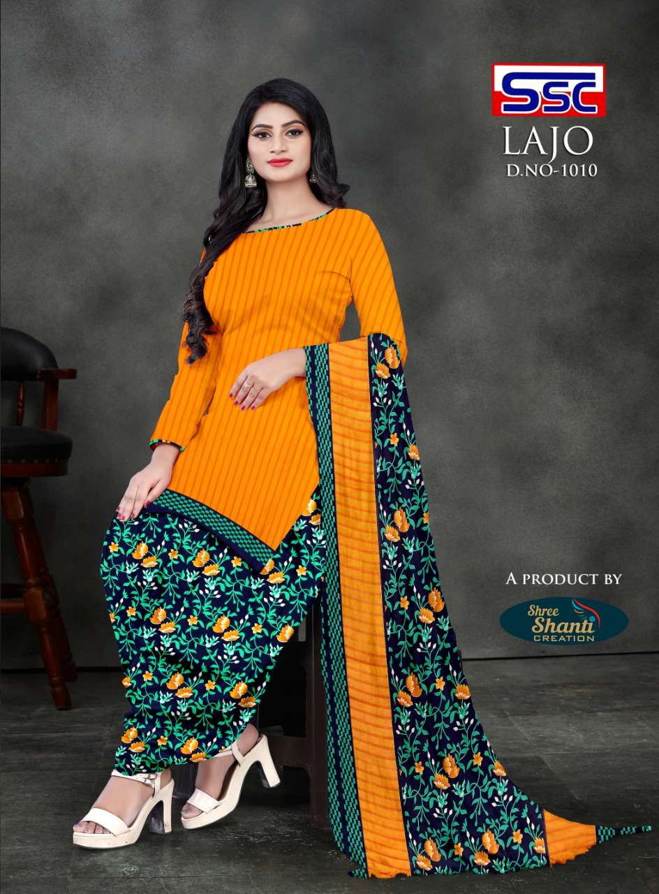 LAJO BY SHREE SHANTI CREATION 1001 TO 1016 SERIES BEAUTIFUL STYLISH SUITS FANCY COLORFUL CASUAL WEAR & ETHNIC WEAR & READY TO WEAR AMERICAN CREPE PRINTED DRESSES AT WHOLESALE PRICE