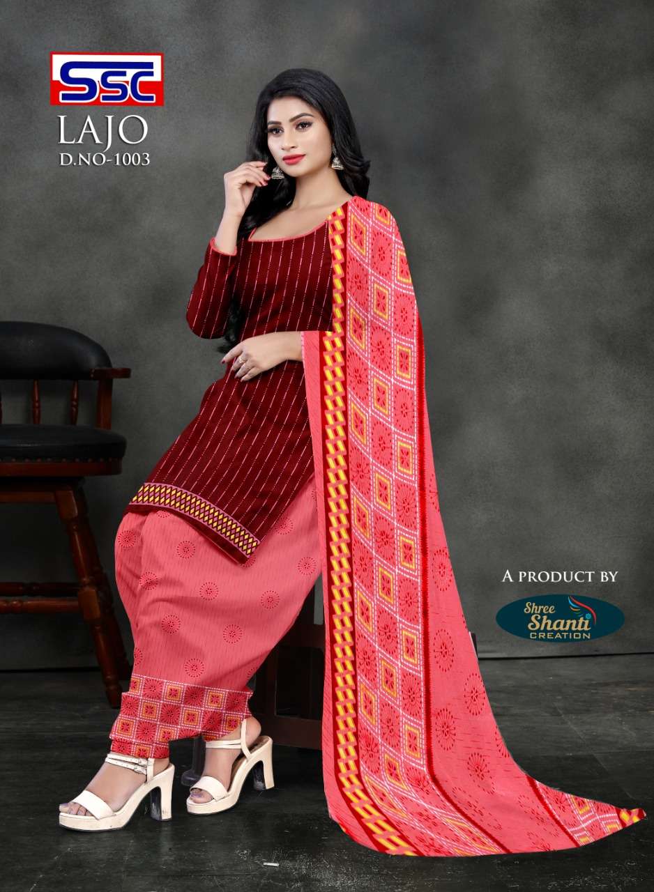 LAJO BY SHREE SHANTI CREATION 1001 TO 1016 SERIES BEAUTIFUL STYLISH SUITS FANCY COLORFUL CASUAL WEAR & ETHNIC WEAR & READY TO WEAR AMERICAN CREPE PRINTED DRESSES AT WHOLESALE PRICE