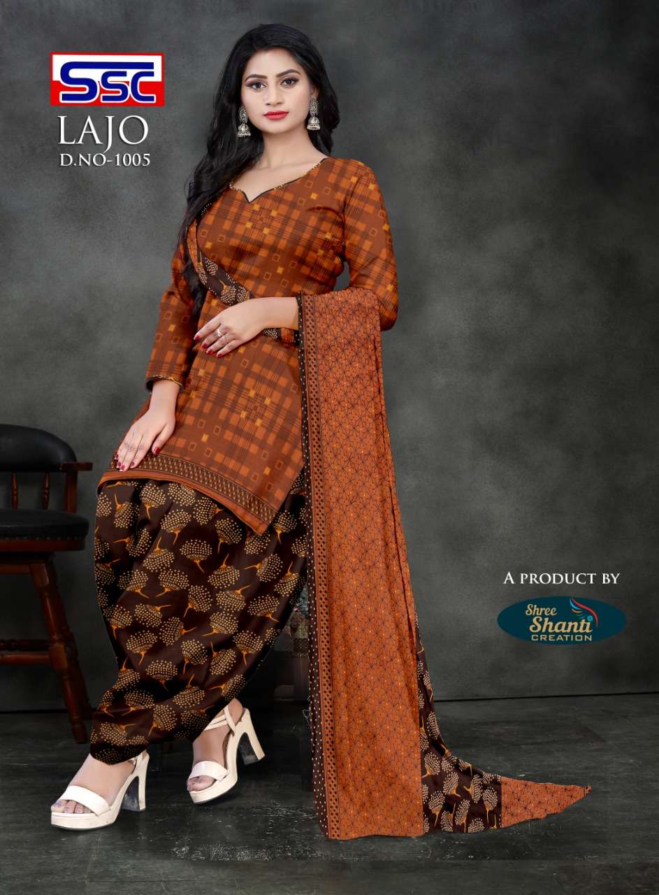 LAJO BY SHREE SHANTI CREATION 1001 TO 1016 SERIES BEAUTIFUL STYLISH SUITS FANCY COLORFUL CASUAL WEAR & ETHNIC WEAR & READY TO WEAR AMERICAN CREPE PRINTED DRESSES AT WHOLESALE PRICE