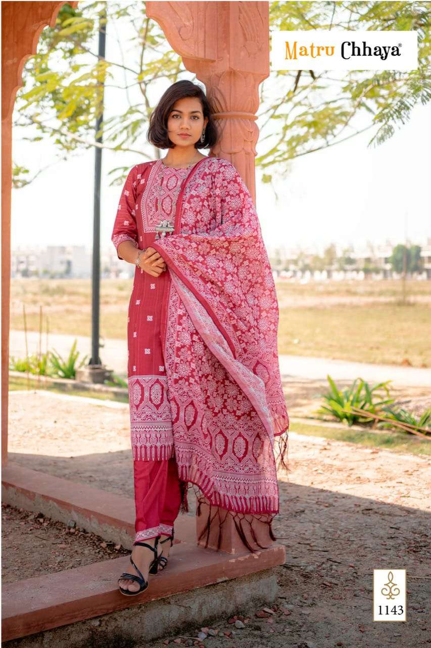 PRACHI VOL-1 BY MATRU CHHAYA 1040 TO 1043 SERIES BEAUTIFUL SUITS COLORFUL STYLISH FANCY CASUAL WEAR & ETHNIC WEAR MUSLIN PRINT DRESSES AT WHOLESALE PRICE