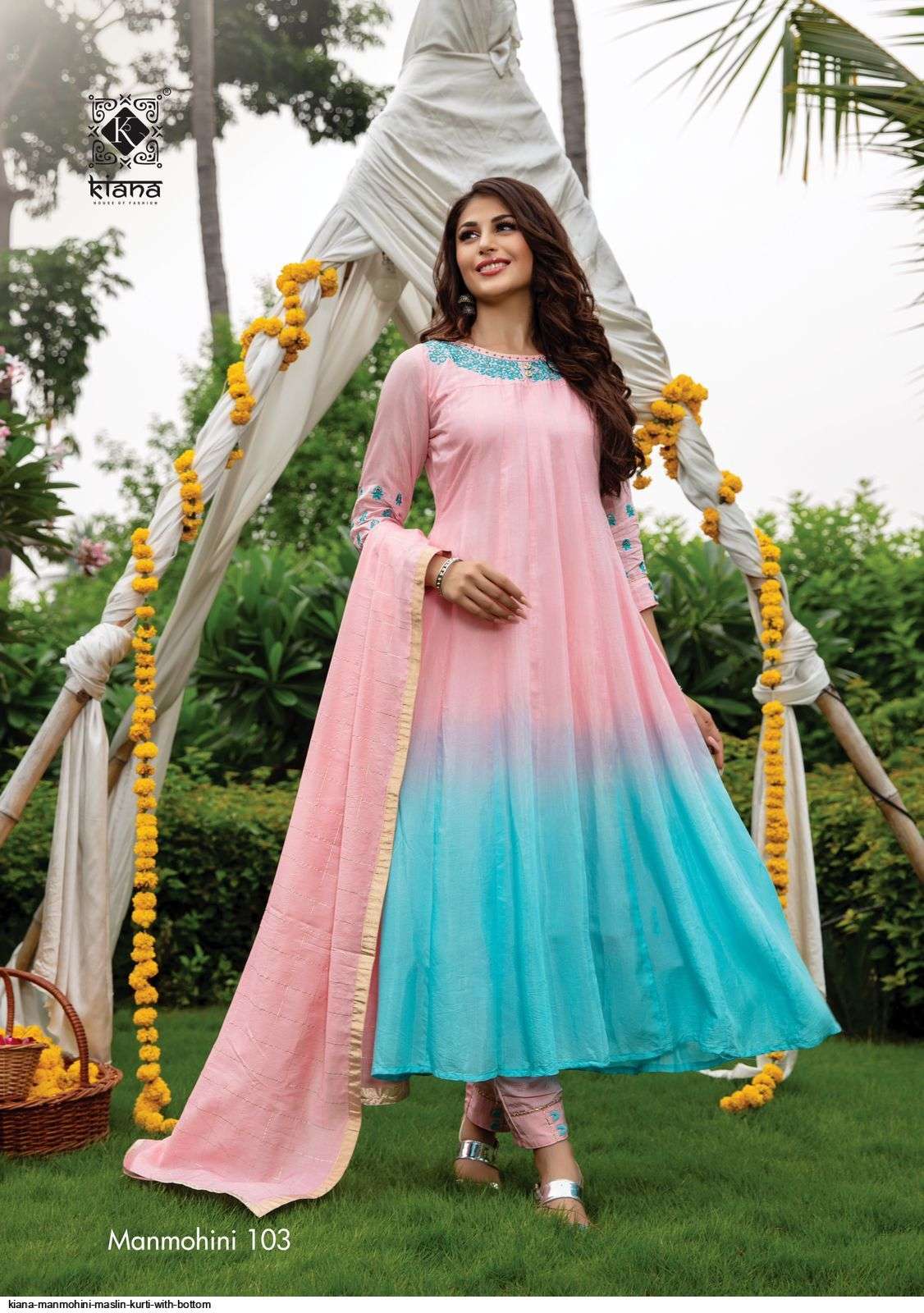MANMOHINI BY KIANA 101 TO 106 SERIES BEAUTIFUL SUITS COLORFUL STYLISH FANCY CASUAL WEAR & ETHNIC WEAR MUSLIN EMBROIDERED DRESSES AT WHOLESALE PRICE
