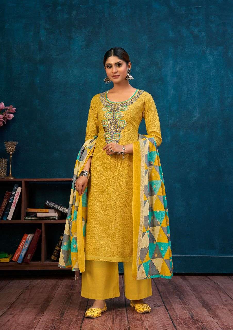 SAANVI BY YASHIKA TRENDS 1001 TO 1008 SERIES BEAUTIFUL STYLISH SUITS FANCY COLORFUL CASUAL WEAR & ETHNIC WEAR & READY TO WEAR HEAVY COTTON PRINTED DRESSES AT WHOLESALE PRICE