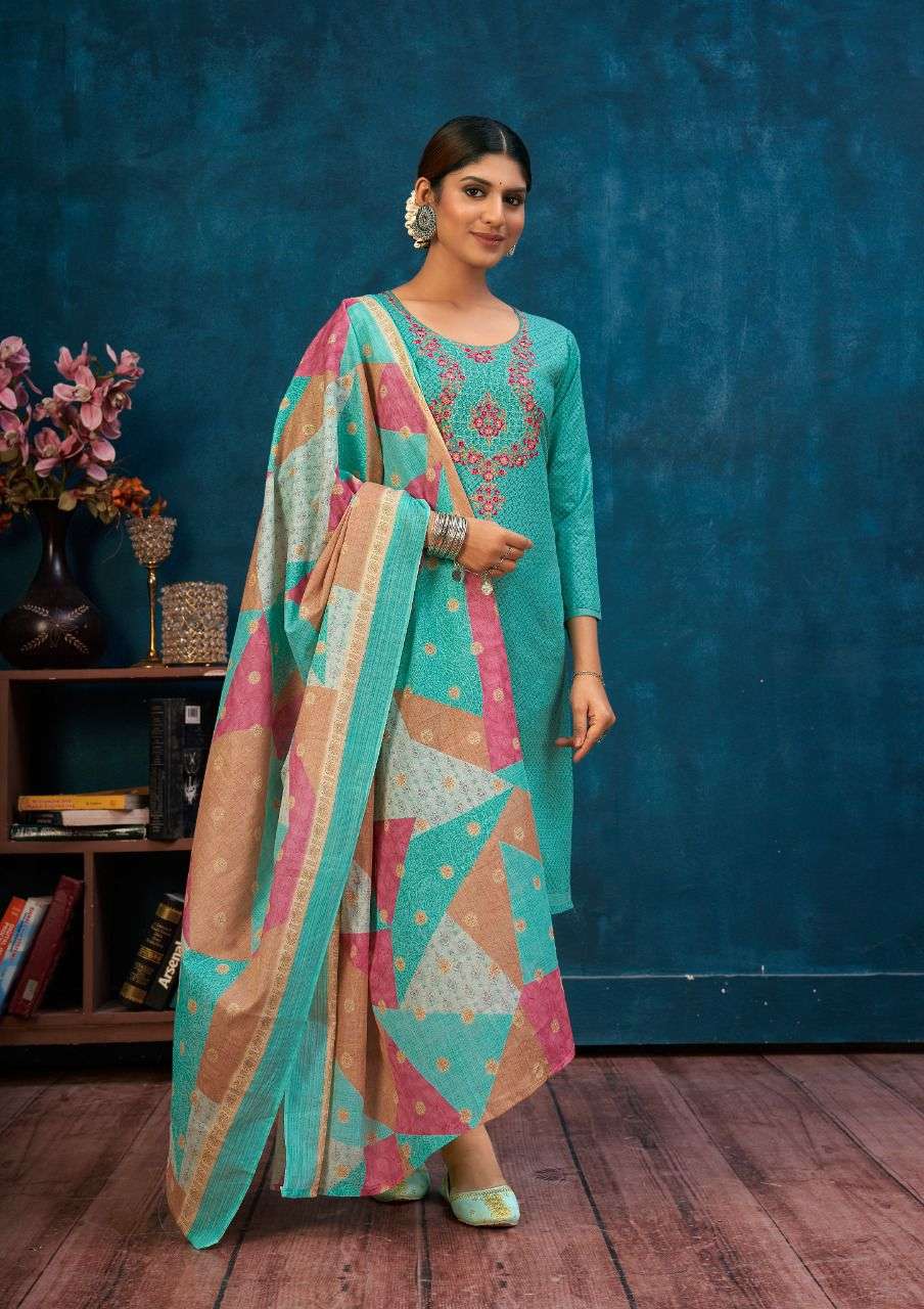 SAANVI BY YASHIKA TRENDS 1001 TO 1008 SERIES BEAUTIFUL STYLISH SUITS FANCY COLORFUL CASUAL WEAR & ETHNIC WEAR & READY TO WEAR HEAVY COTTON PRINTED DRESSES AT WHOLESALE PRICE