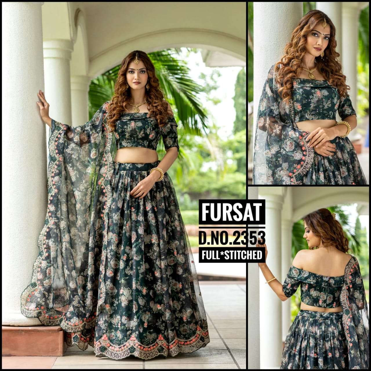 FURSAT BY ANANDAM 2351 TO 2355 SERIES DESIGNER BEAUTIFUL NAVRATRI COLLECTION OCCASIONAL WEAR & PARTY WEAR ORGANZA LEHENGAS AT WHOLESALE PRICE