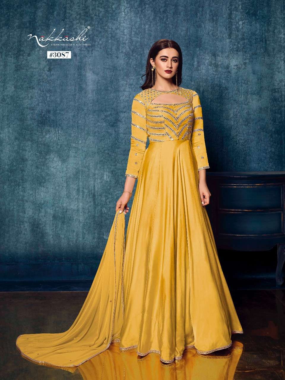 BREEZE BY NAKKASHI 3087 TO 3093 SERIES BEAUTIFUL STYLISH FANCY COLORFUL CASUAL WEAR & ETHNIC WEAR MODAL SATIN GOWNS WITH DUPATTA AT WHOLESALE PRICE